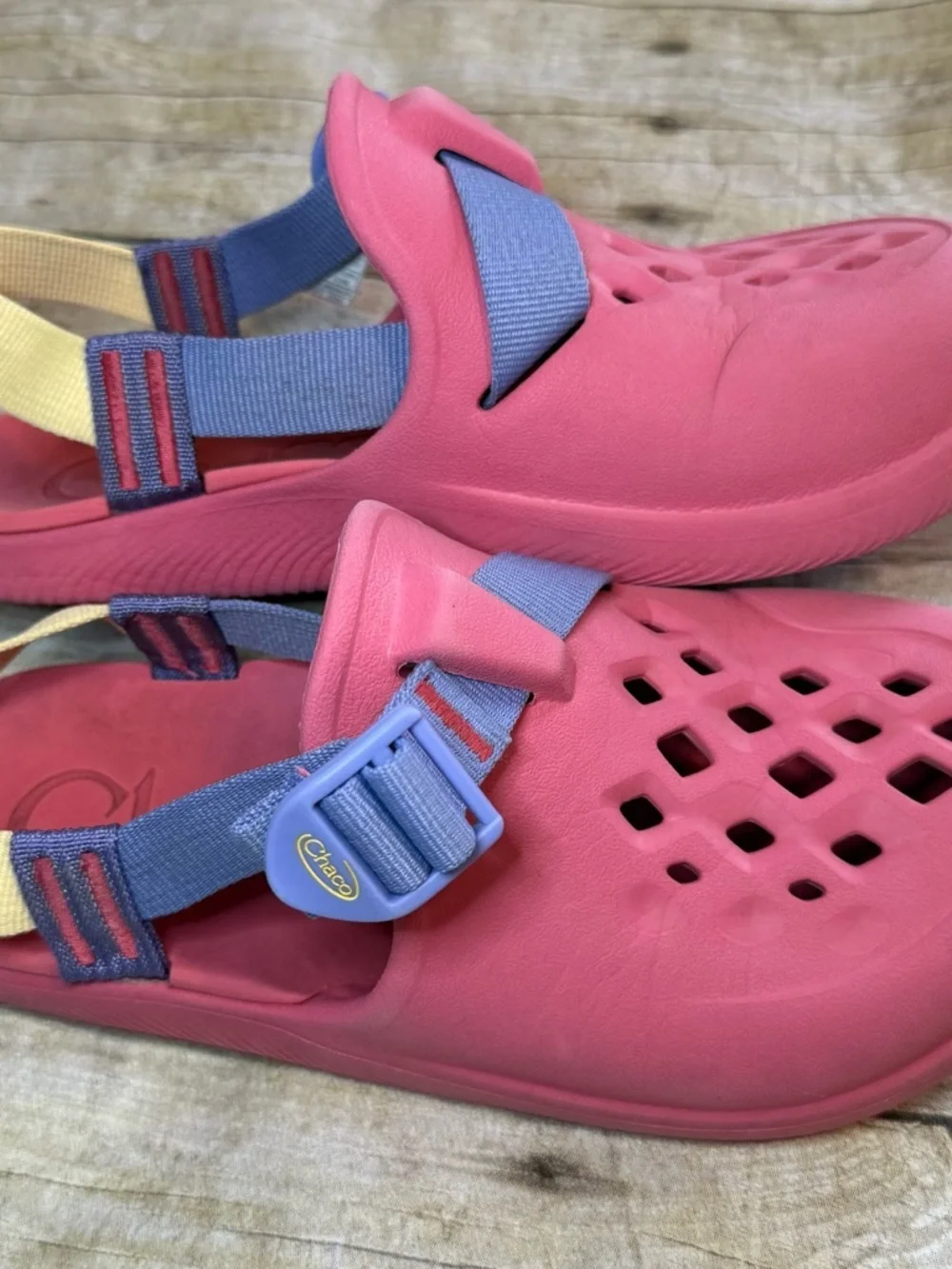 Chaco Kids Pink Slip-On Sandals with Adjustable Purple Straps - Size 3